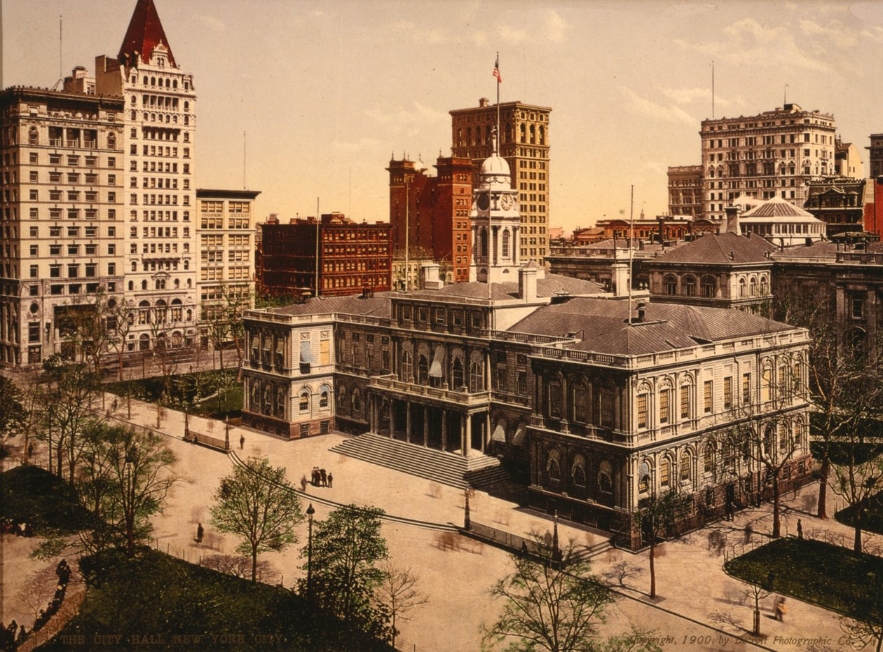 Stadshuset, New York, USA, ca 1900 av Detroit Publishing Co.