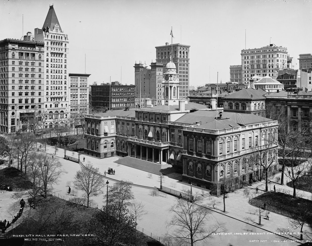City Hall and Park, New York, ca 1900 av Detroit Publishing Co.