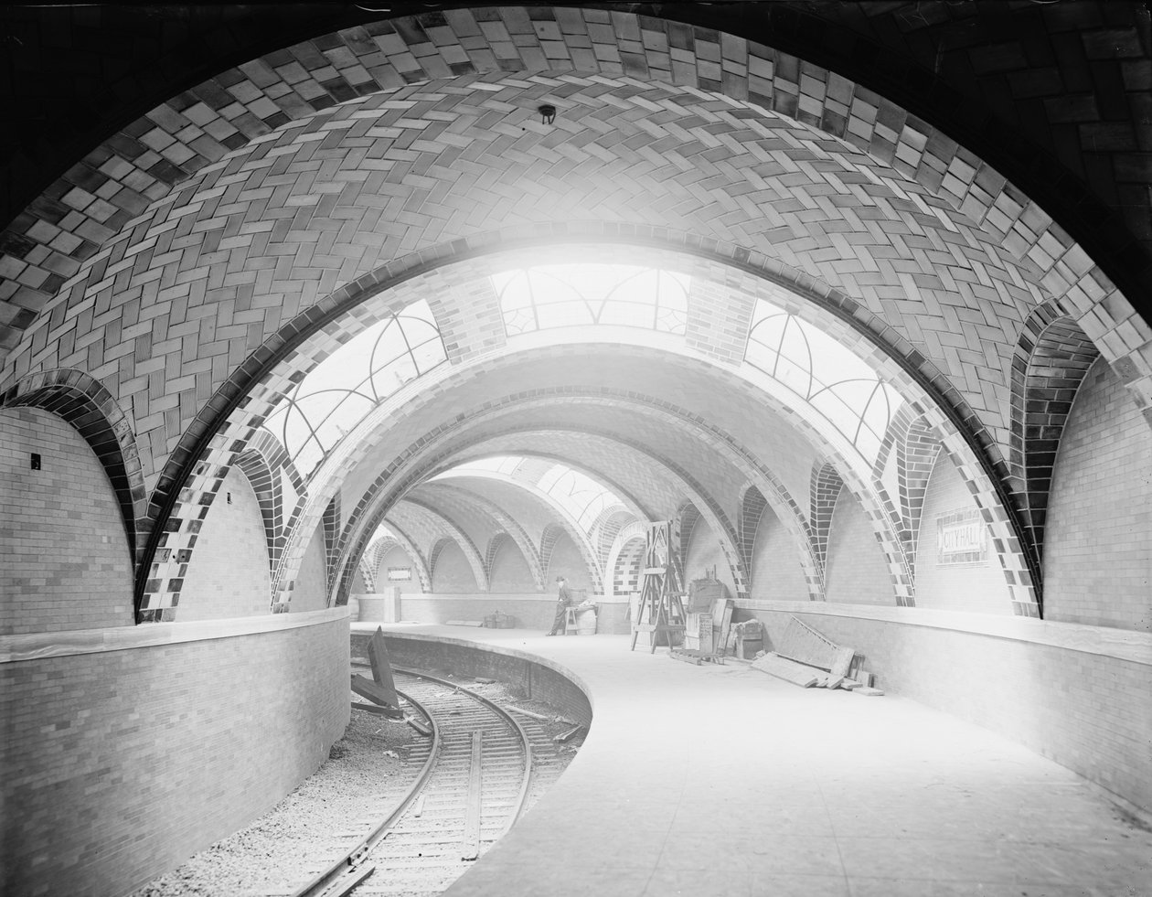 City Hall tunnelbanestation, New York, ca 1904 (s/v foto) av Detroit Publishing Co.