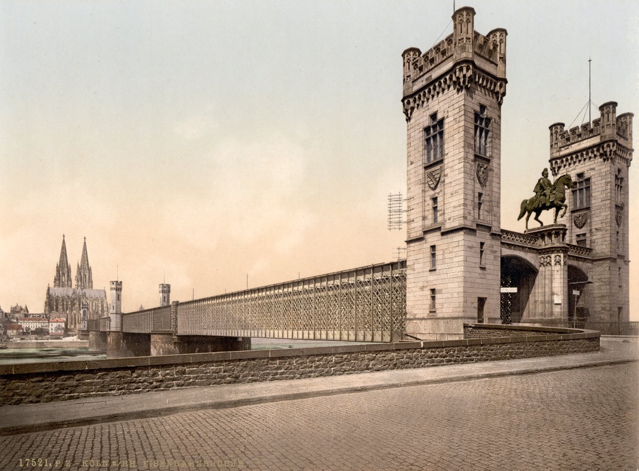 Eisenbahn-bron, Rhenfloden, Köln, Tyskland, ca 1900 av Detroit Publishing Co.