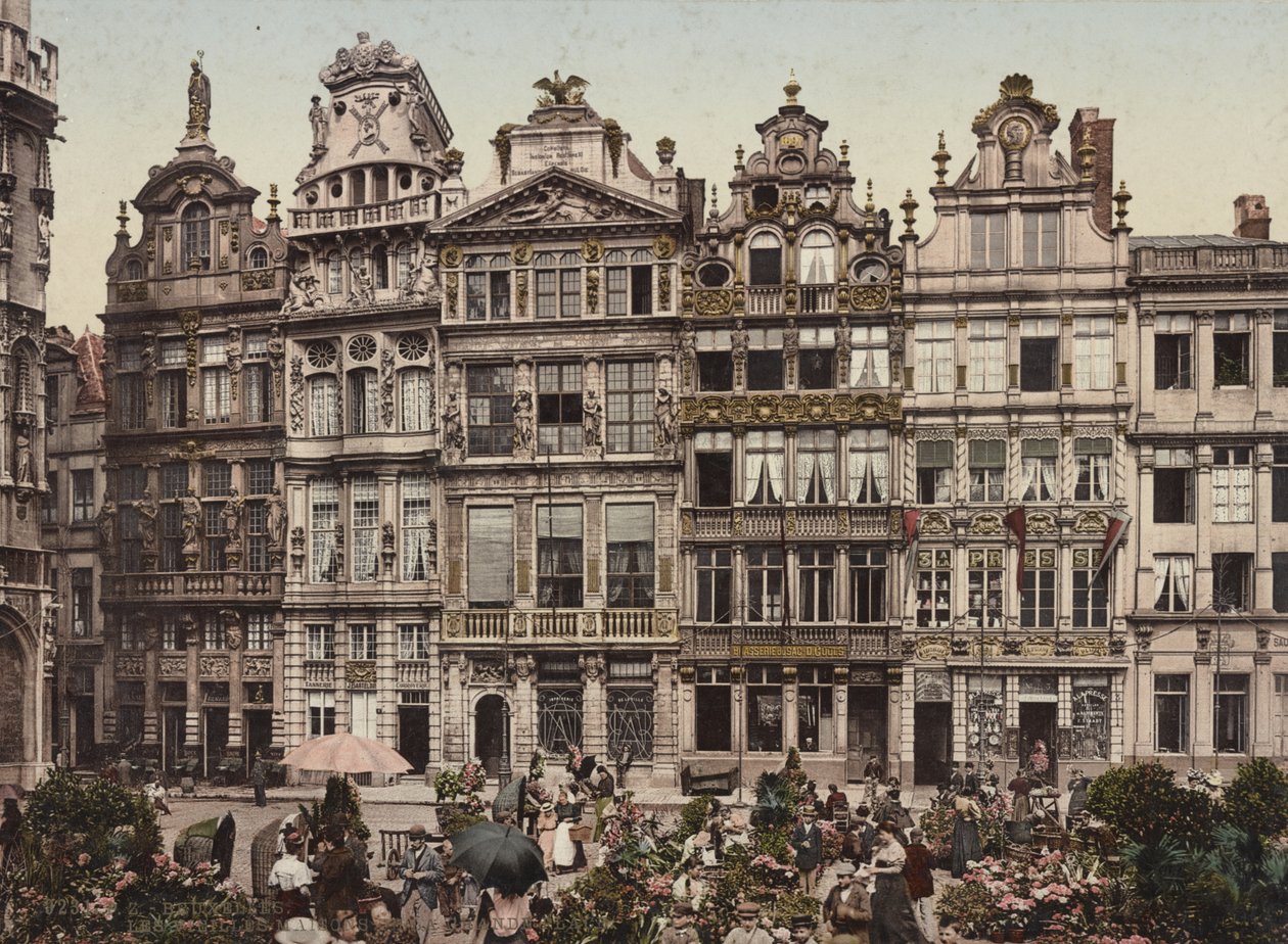 Grand Place, Bryssel, ca 1900 av Detroit Publishing Co.