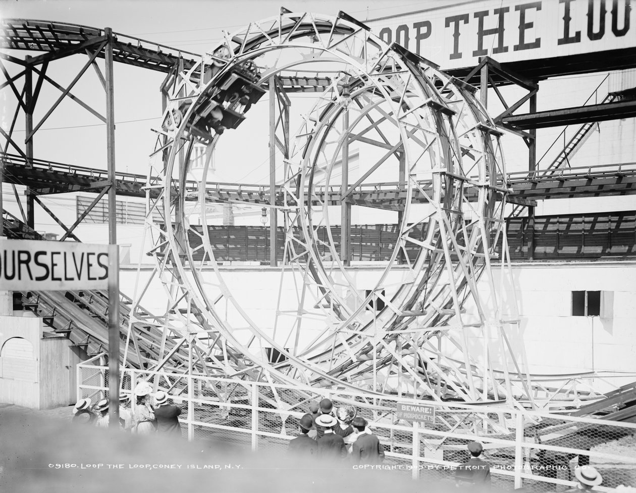 Loop the Loop, Coney Island, New York, ca 1903 (s/v foto) av Detroit Publishing Co.