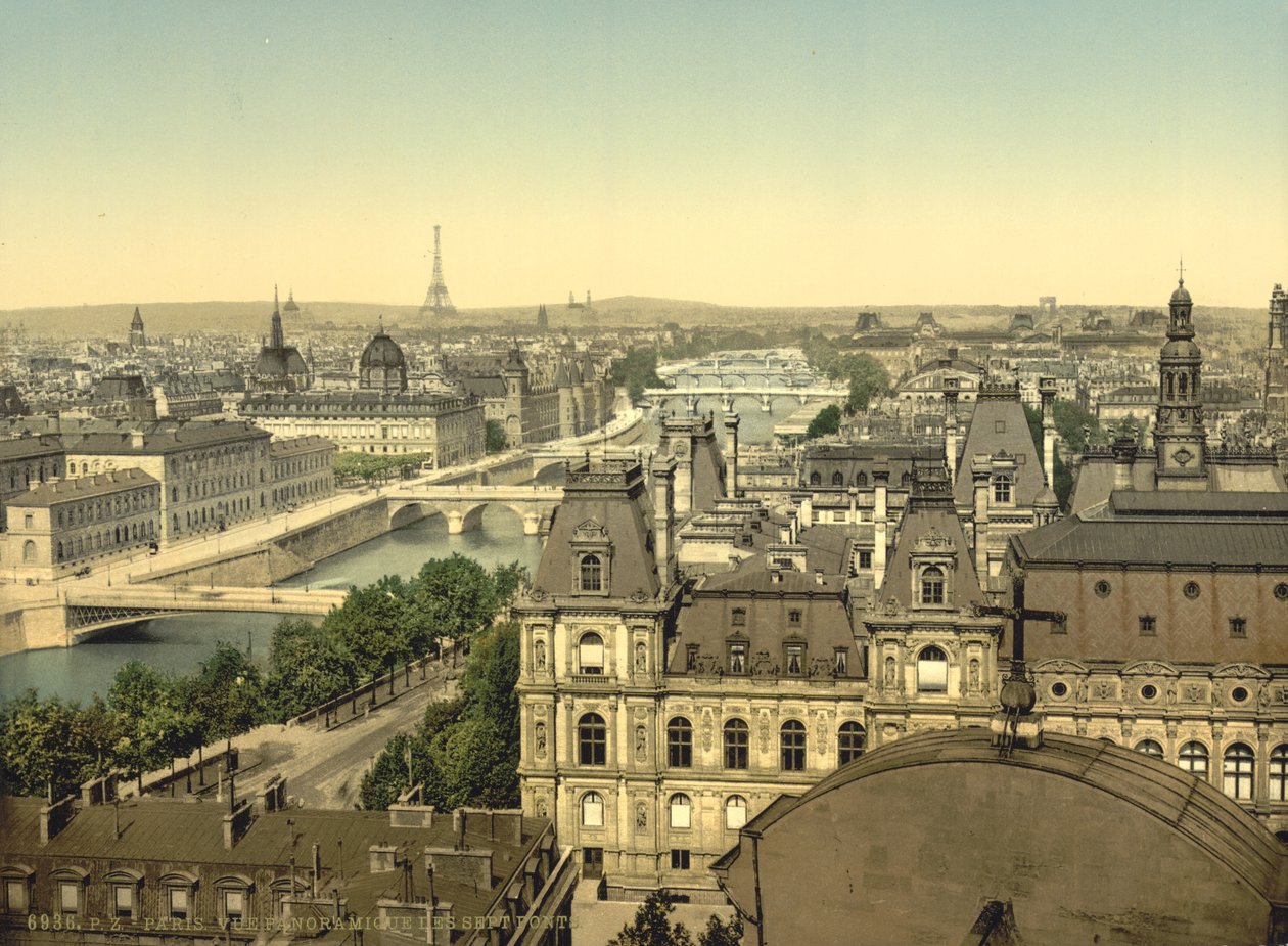 Panorama över de sju broarna, Paris, c.1890 av Detroit Publishing Co.