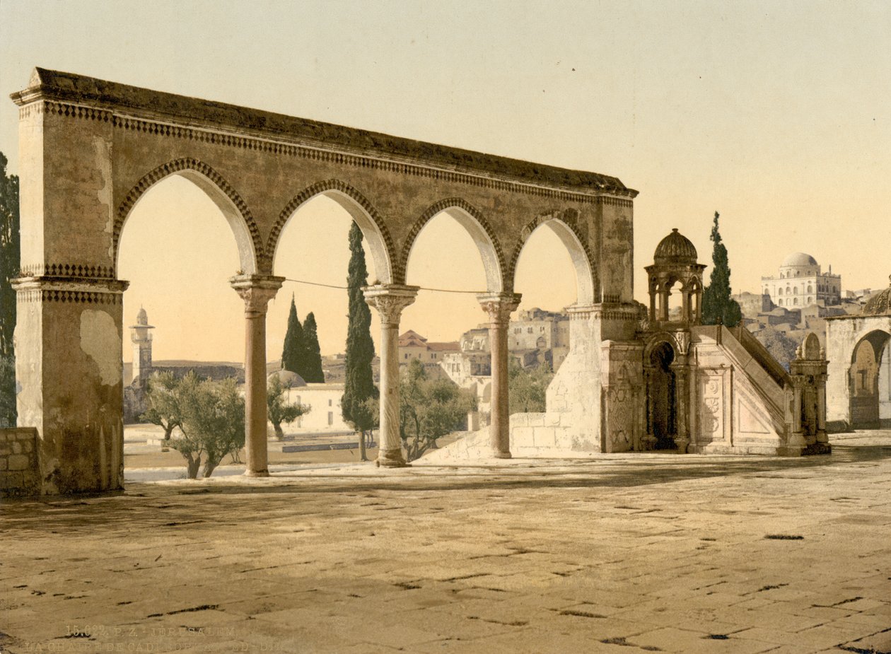 Predikstolen i Cadi Borhan-ed-din, Jerusalem, Heliga landet, ca 1890-1900 (fotokromtryck) av Detroit Publishing Co.