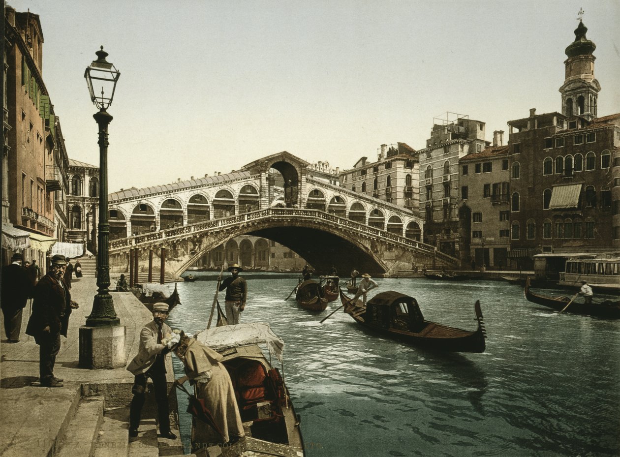 Rialtobron i Venedig, ca 1900 (fotokrom) av Detroit Publishing Co.