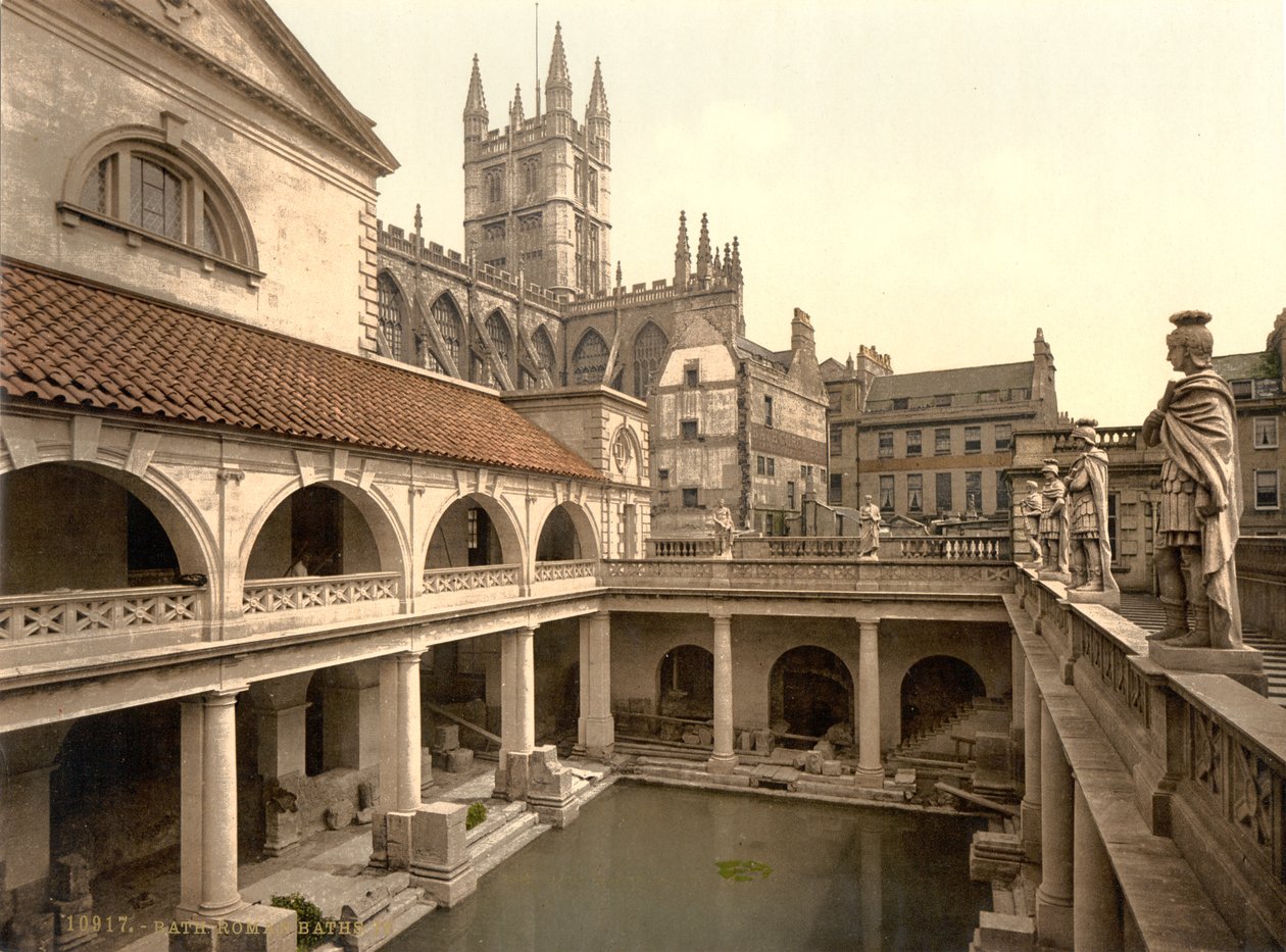 Romerska badet och klostret, Bath, ca 1890-1900 (fotokromtryck) av Detroit Publishing Co.