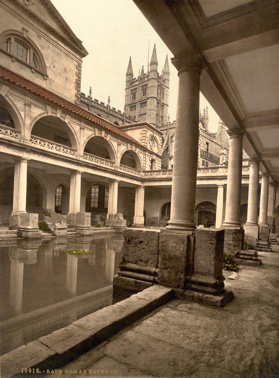 Romerska badet och klostret, Bath, ca 1890-1900 (fotokromtryck) av Detroit Publishing Co.