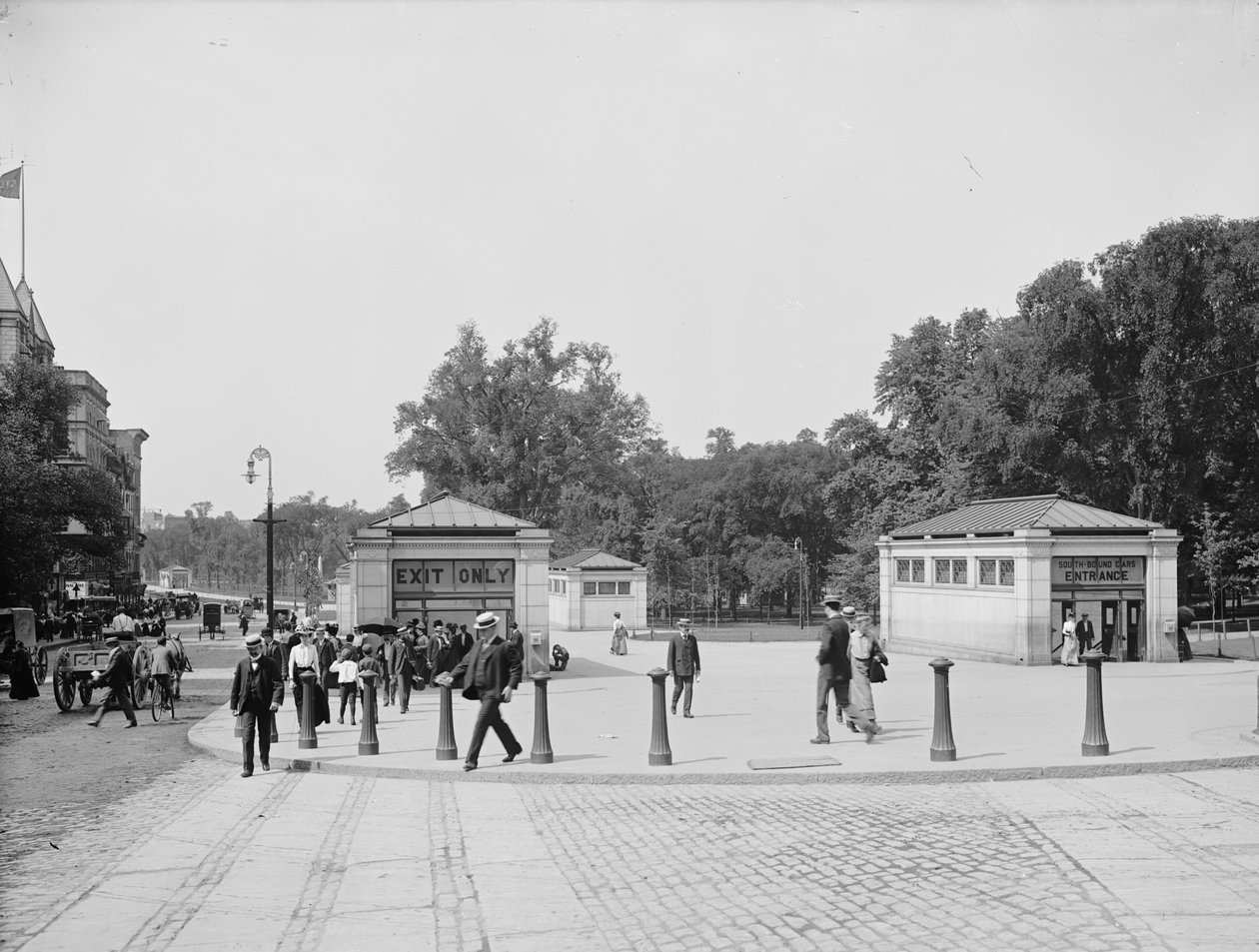 In- och utfart till tunnelbanan, Boston Common, Boston, Massachusetts, USA, ca 1900 av Detroit Publishing Co.