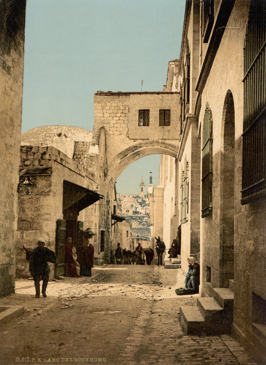 Ecce Homos båge, Jerusalem, Heliga landet, ca 1890-1900 (fotokromtryck) av Detroit Publishing Co.