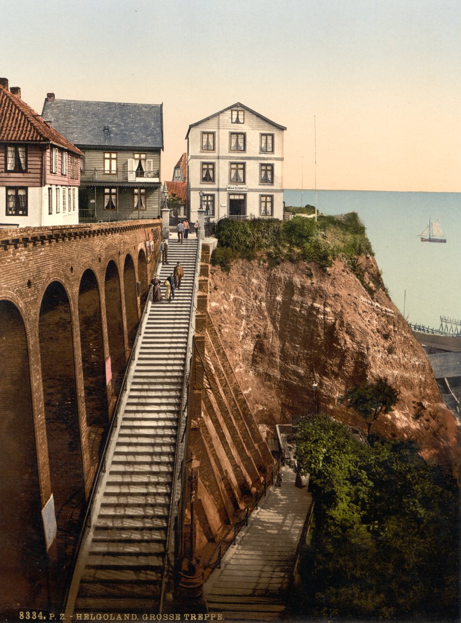 The Grand Staircase, Helgoland, Tyskland, Photochrome Print, c.1900 av Detroit Publishing Co.