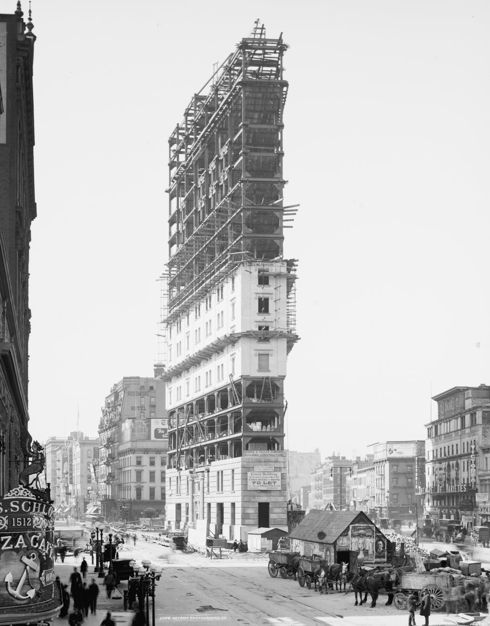 Times Building under Construction, 42nd Street och Longacre Square, New York City, USA, ca 1904 av Detroit Publishing Co.