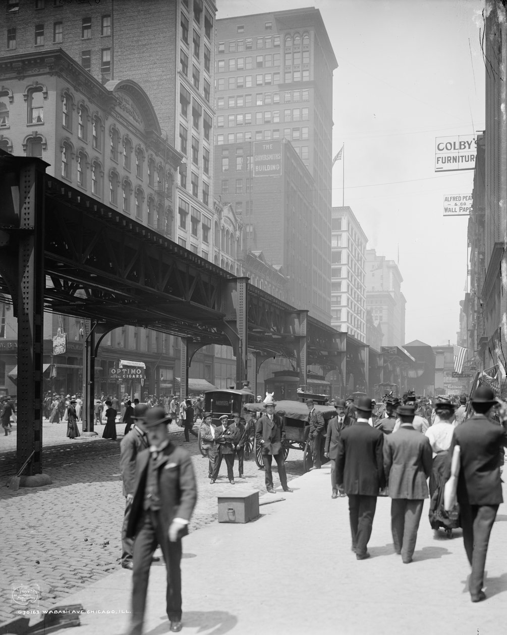 Wabash Avenue, Chicago, ca 1907 (s/v foto) av Detroit Publishing Co.