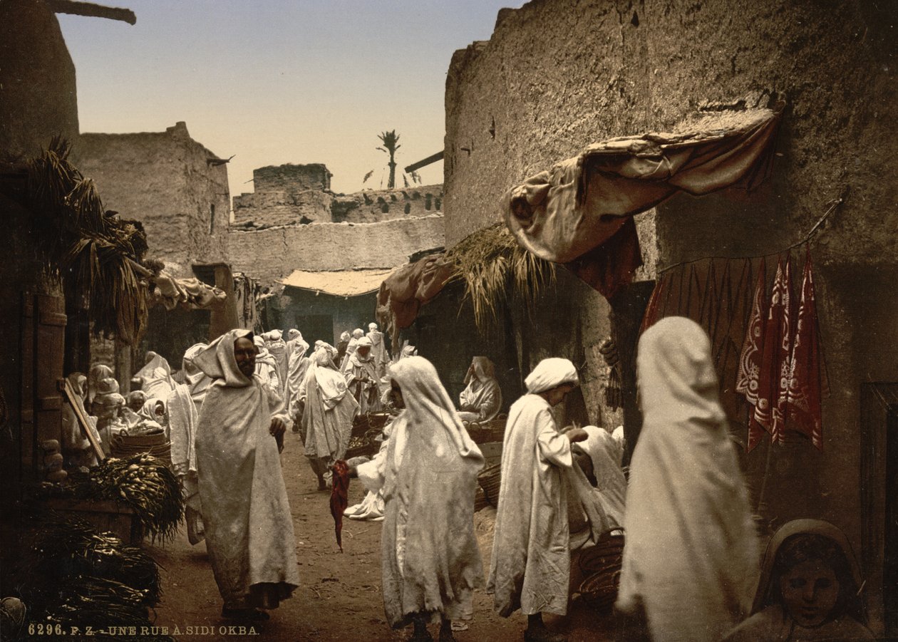 Algerisk gata i Sidi Okba, ca 1899 (photochrom) av Detroit Publishing Co.