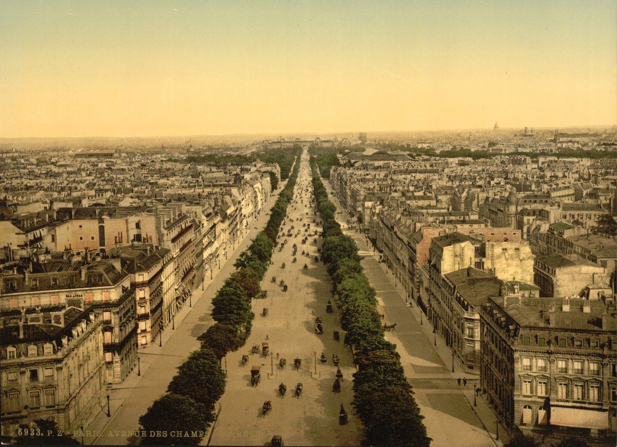 Avenue des Champs-Élysées, Paris, ca 1890-1900 (fotokrom) av Detroit Publishing Co.