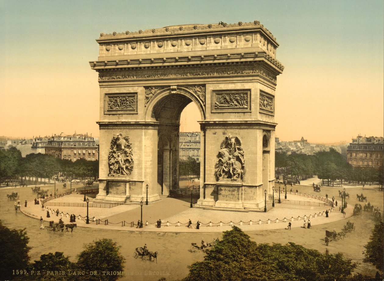 Triumfbågen, Paris, ca 1890-1900 (fotokrom) av Detroit Publishing Co.