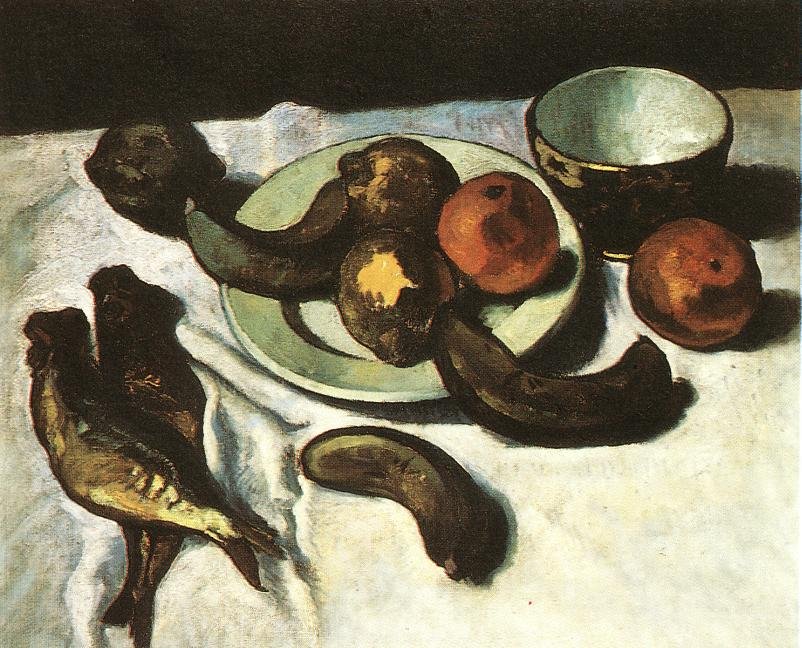 Still-life with Bananas, Oranges and Fishes av Dezso Czigany