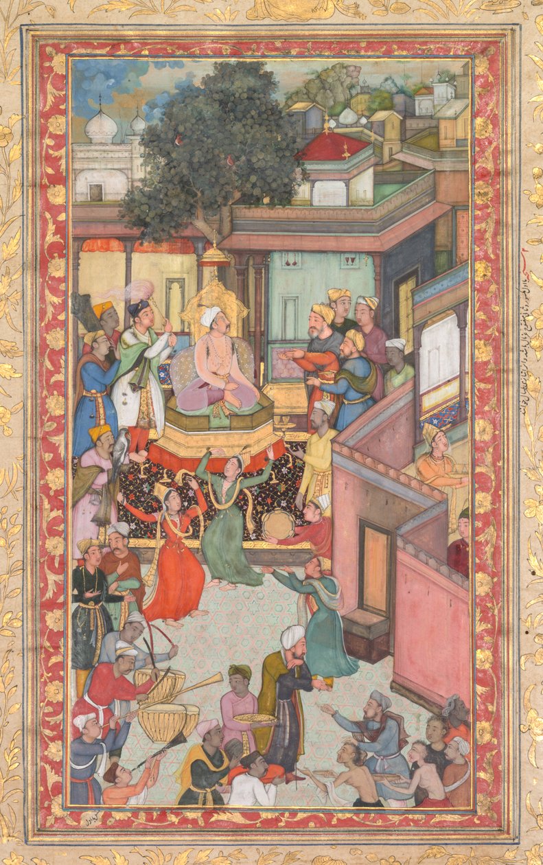 Omskärelseceremoni för Akbars söner, målning 126 från en Akbar-nama-bok av Akbar..., ca. 1602-3. av Dharam Das