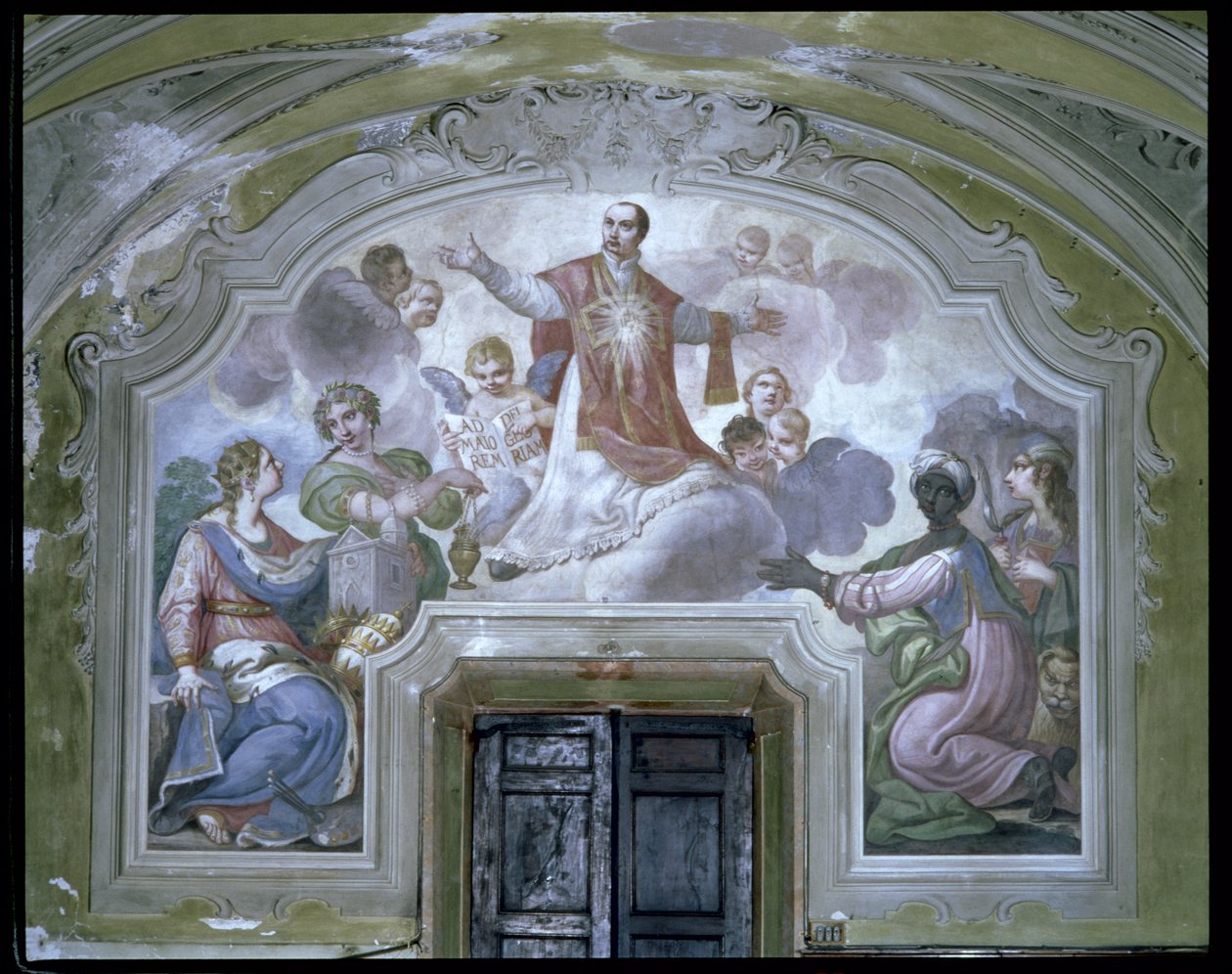 S:t Ignatius av Loyolas apoteos (ca 1491-1556) från matsalen av Diacinto Fabbroni