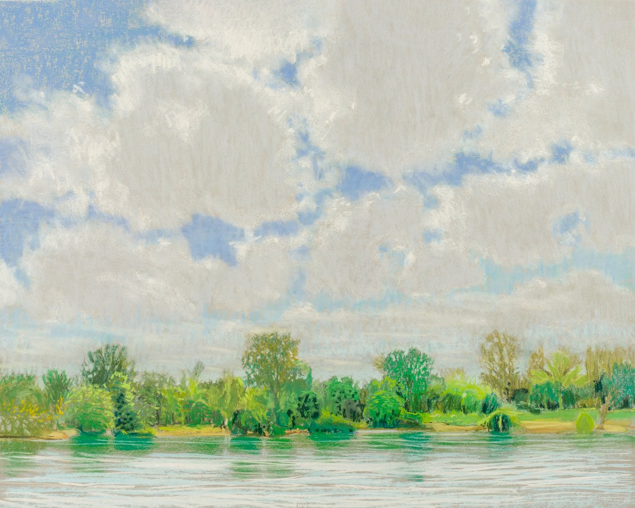 American River View, 2017 (pastell på papper) av Diana Jahns
