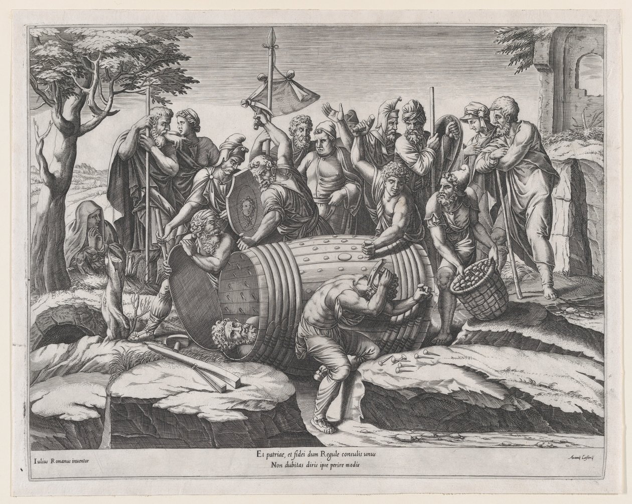 Mirror of Roman Magnificence: Marcus Atilius Regulus in a Barrel, sent 1500-tal av Diana Mantuana