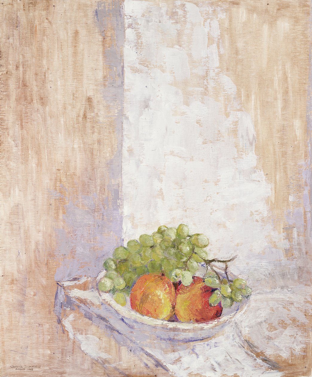 Peaches and Grapes, 1993 (bräda) av Diana Schofield