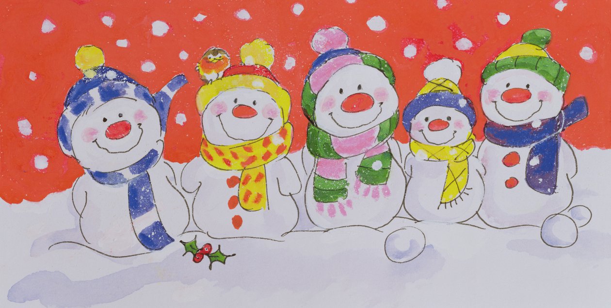 Snow Family (wc och bläck på papper) av Diane Matthes