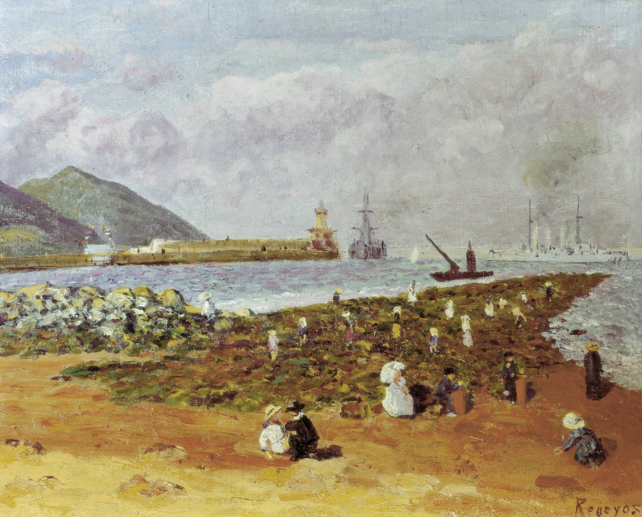 La escollera (Brytaren eller vågbrytaren). Målning av Dario de Regoyos (1875-1913). Olja på duk. spansk impressionism. Monistrol Museum of Montserrat i Barcelona. av Diario or Dario de Regoyos y Valdes