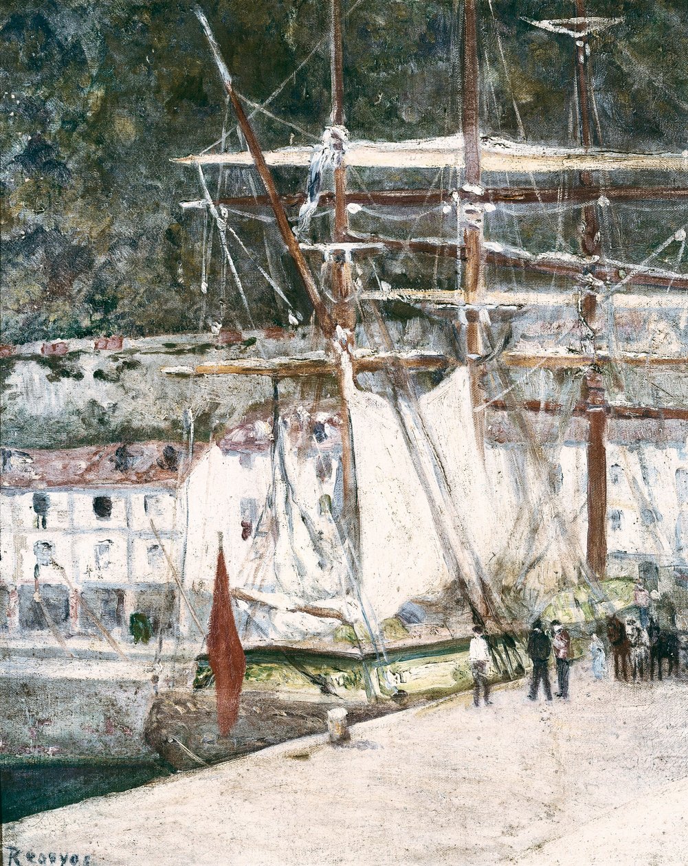 "" Utsikt över hamnen i San Sebastian (San Sebastian, San Sebastian) i Spanien "" Målning av Dario de Regoyos (1875-1913) San Sebastian. San Telmo kommunala museum av Diario or Dario de Regoyos y Valdes