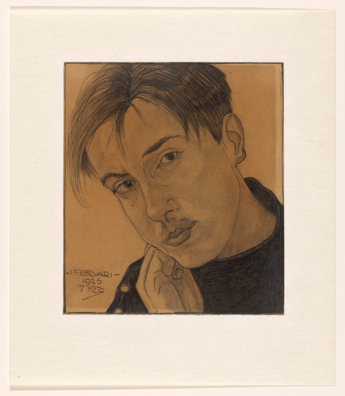 Självporträtt (med hand) av Dick Ket (signed by artist)