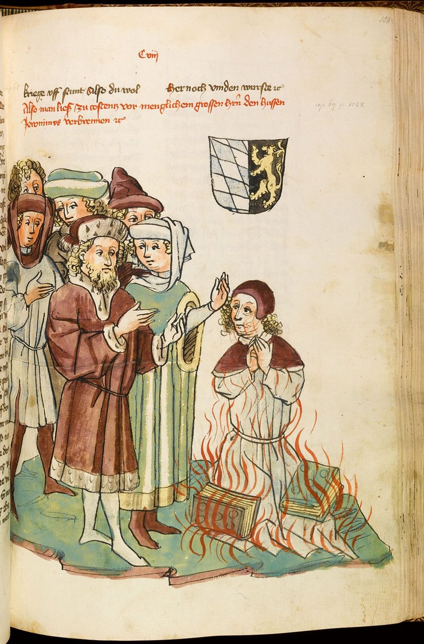 Bränning av Jan Hus på bål Från: Kejsar Sigismunds liv och tider av Eberhard Windeck, ca. 1450 av Diebold, Lauber