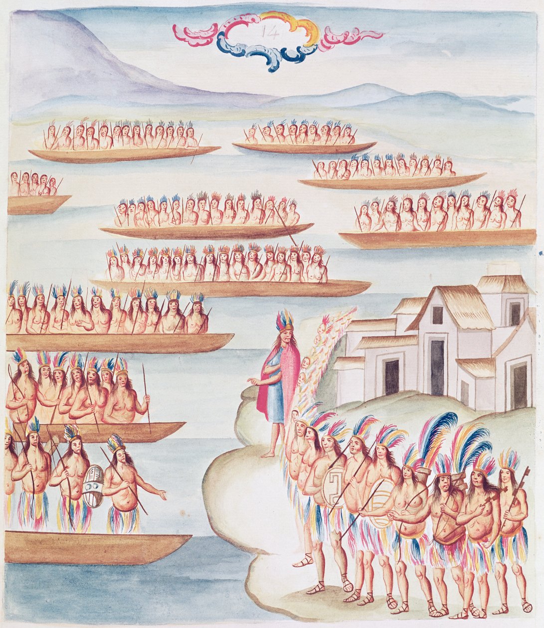 Tome 4 fol.14 Tlatelolco na Lagoon, kutoka 