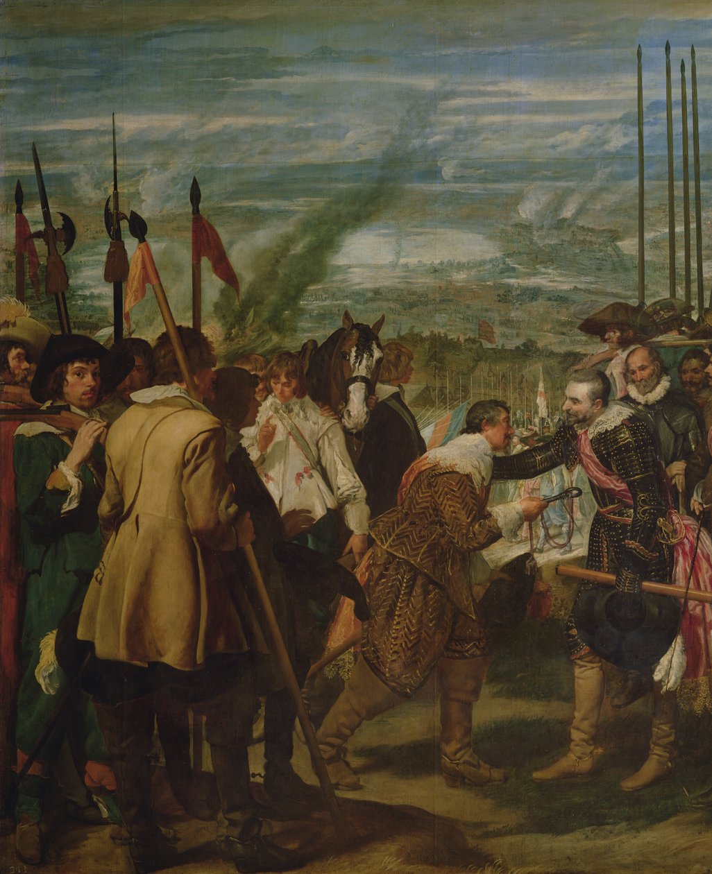 The Surrender of Breda, 1625, c.1635 olja på duk detalj av 30730 av Diego Velázquez