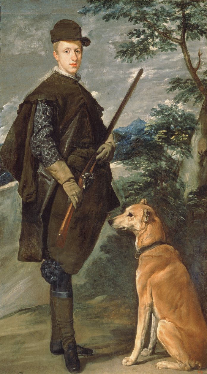 Porträtt av kardinal Infante Ferdinand (1609-41) av Österrike med pistol och hund, 1632 av Diego Velázquez