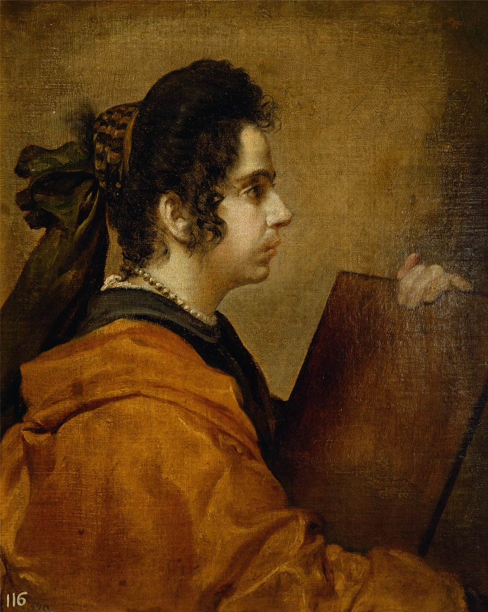 Porträttet antas vara Juana Pacheco som sibylla av Diego Velázquez