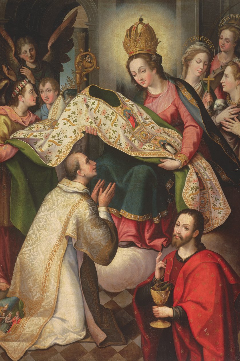 Presentation av Cope till St Ildefonsus, 1600-24 av Diego de Aguilar