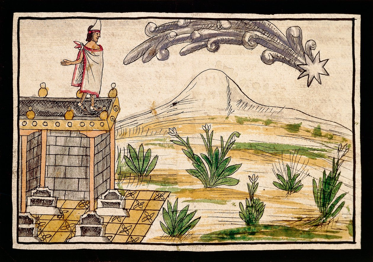 Montezuma observerar kometen, miniatyr från The History of the Indies av Diego Duran (1537-1588) av Diego Duran
