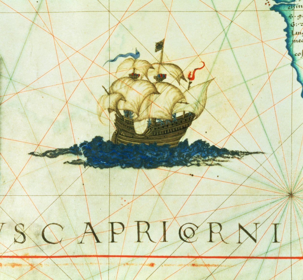 Lägg till 5415A f.11 Galleon i full segel, detalj från "Opus Geographicum" av Diego Homem