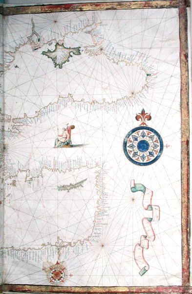 Turkiet, Kaspiska havet och Cypern, detalj från en ordatlas, 1565 av Diego Homem