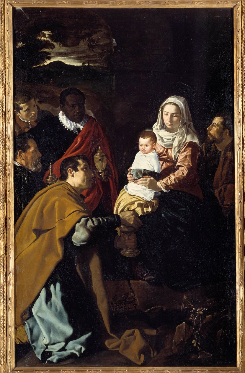Tillbedjan av de vise männen. Målning av Diego Rodriguez de Silva y Velasquez (1599-1660) av Diego Velázquez