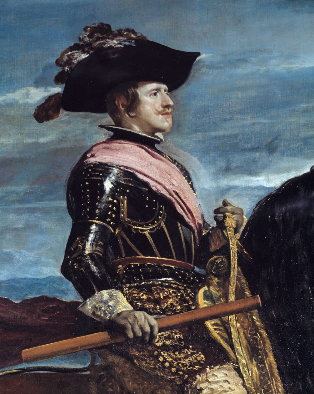 Ryttarporträtt av kung Filip IV (1605-1665) Detalj. Målning av Diego Rodriguez de Silva y Velasquez (1599-1660) av Diego Velázquez