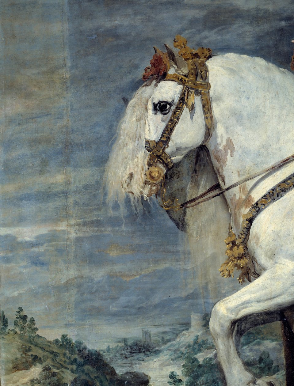 Ridsporträtt av Isabelle av Frankrike (1602-1644), hustru till Filip IV av Spanien 1616 Detalj. Målning av Diego Velasquez (1599-1660) 1635 Sön. 3,01x3,14 m Madrid, Musee du Prado av Diego Velázquez