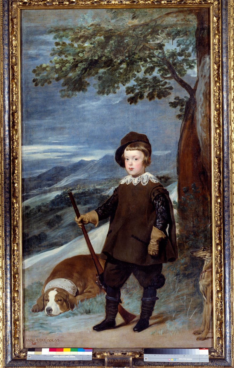 Porträtt i jaktdräkt av prins Baltasar Carlos av Spanien (1629-1646), son till kung Filip IV Målning av Diego Velasquez (1599-1660) 1635 Sön. 1,91x1,03 m Madrid, Musee du Prado - Porträtt av prins Baltasar Carlos av Spanien (1629-1646), kung Filip IV
