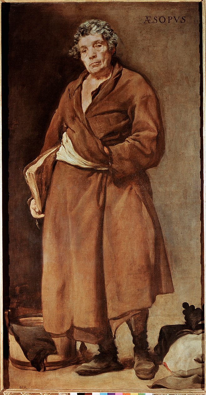 Porträtt av Aesop, grekisk författare (olja på duk av Diego Velázquez