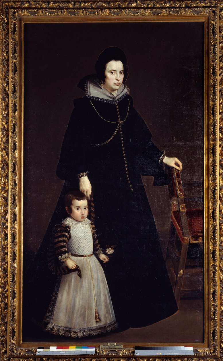Porträtt av Antonia de Ipenarrieta med sin son Luis. Målning av Diego Rodriguez de Silva y Velasquez (1599-1660) av Diego Velázquez