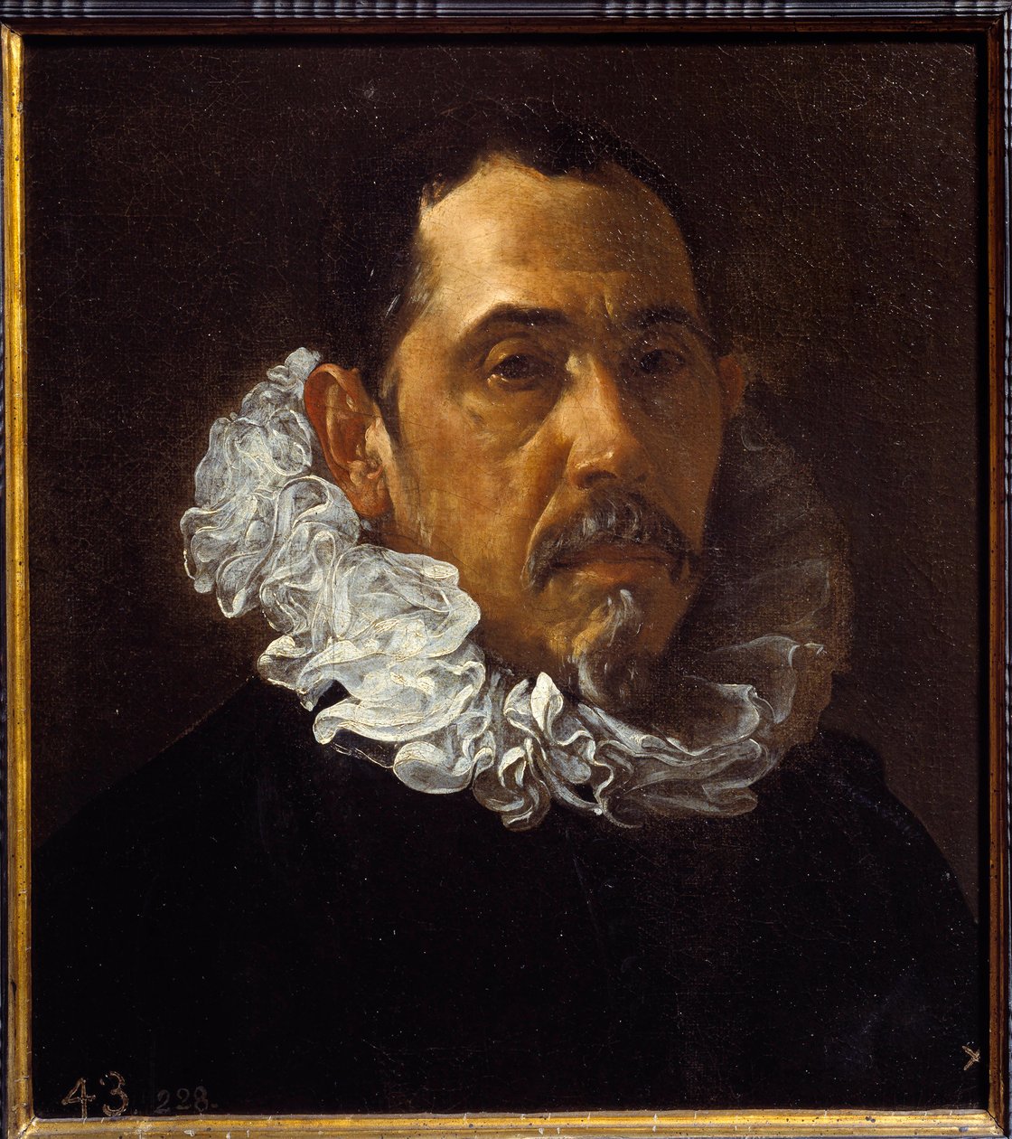 Porträtt av Francisco Pacheco, spansk målare (1564-1654). Målning av Diego Rodriguez de Silva y Velasquez (1599-1660), cirka 1620. Olja på duk. Mått: 0,40 X 0,36m. Madrid. Pradomuseet av Diego Velázquez