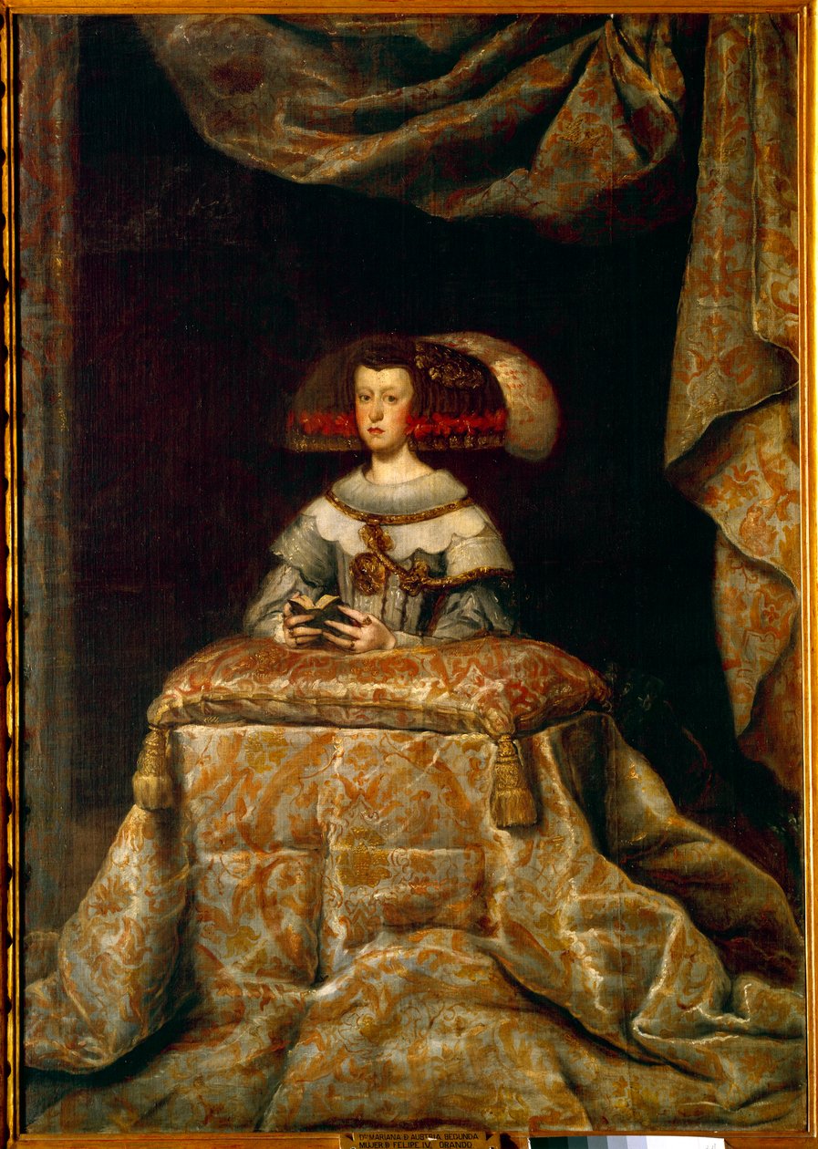 Porträtt av Marianne av Österrike (1631-1696) i bön (Mary Anne eller Mary Anne av Österrike, andra fru till Filip IV av Spanien). Målning av Diego Velasquez (1599-1660) ec. speciellt av Diego Velázquez