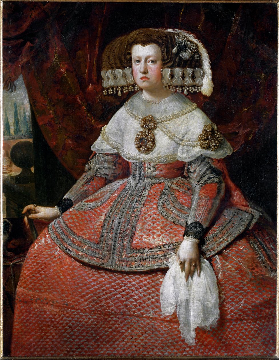 Porträtt av drottning Maria Anna av Spanien (olja på duk av Diego Velázquez