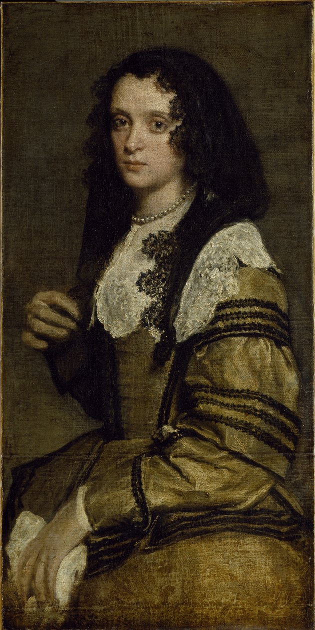 Porträtt av en ung dam (olja på duk) av Diego Velázquez