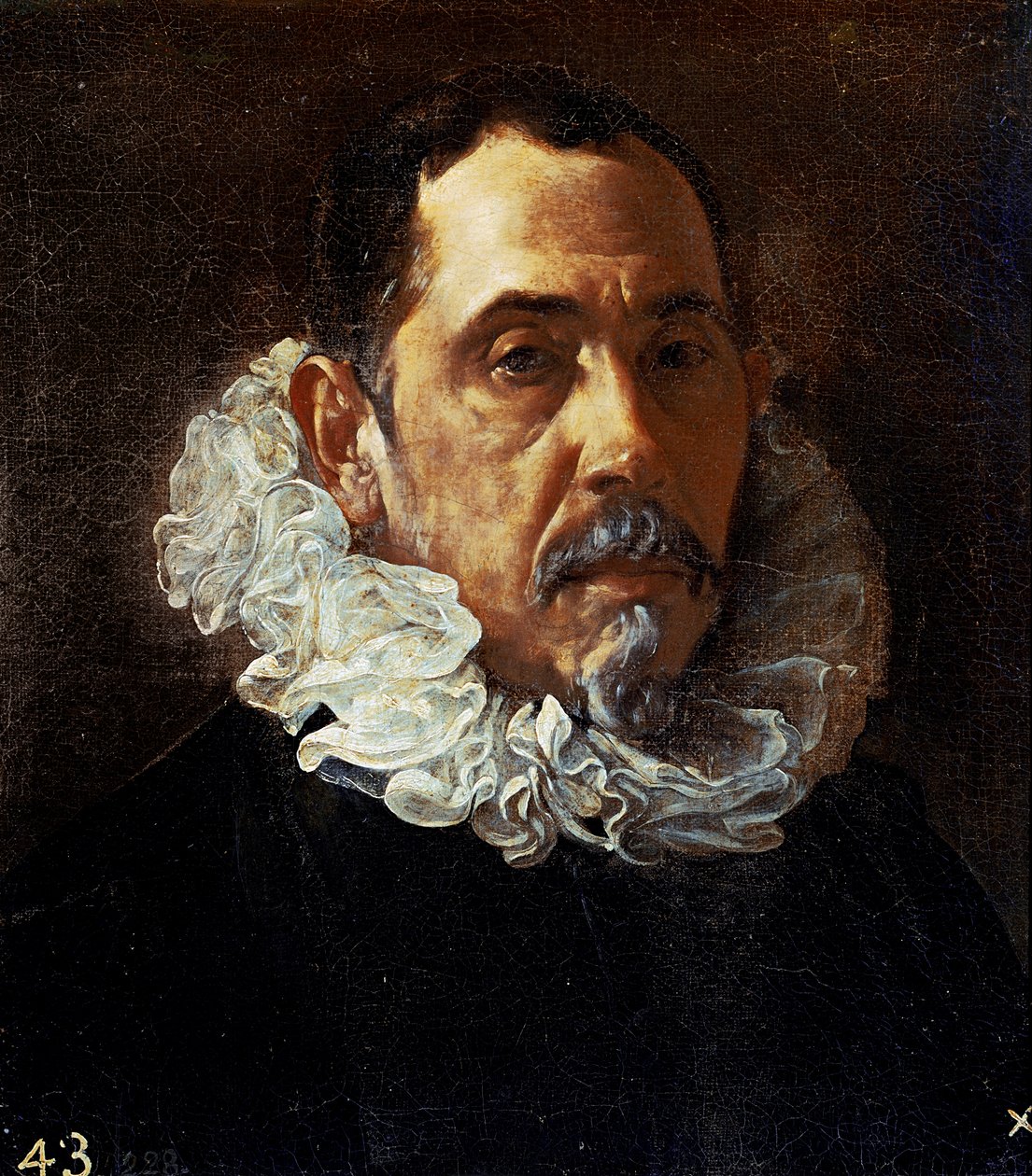 Porträtt av man (Francisco Pacheco?), C.1620 (olja på duk) av Diego Rodriguez de Silva y Velazquez