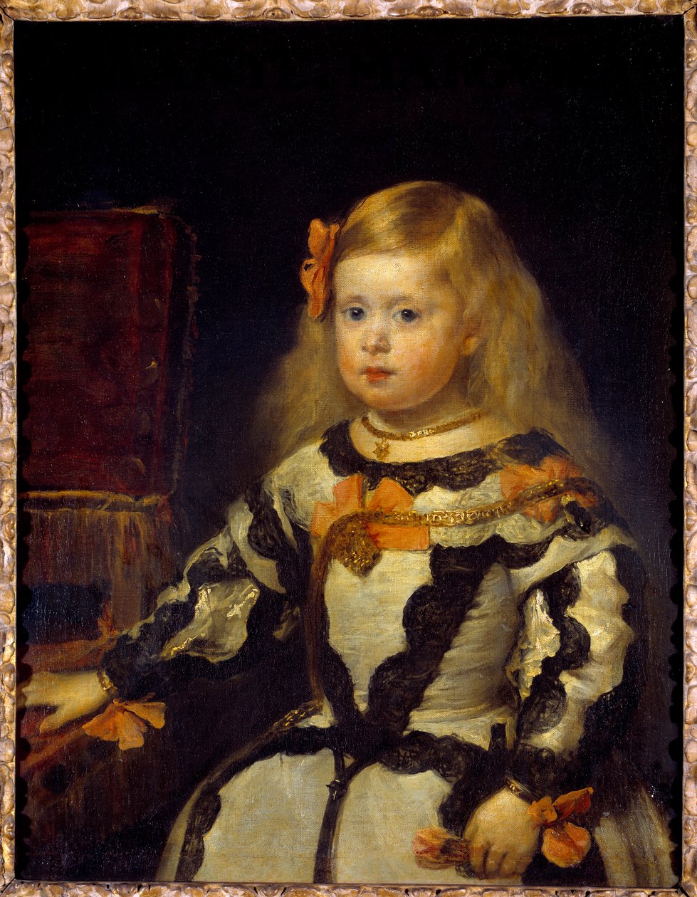 Porträtt av spädbarnet Mary Marguerite (1651-1673) dotter till Filip IV. Målning av Diego Velasquez (Velazquez av Diego Velázquez